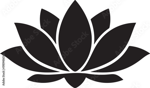 Lotus flower icon clean silhouette for spiritual wellness peace meditation and nature design concept