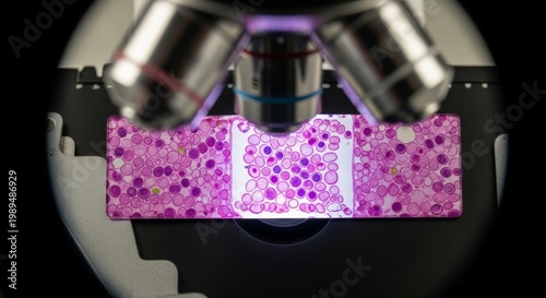 Microscope Examining Prepared Plant Tissue Slide