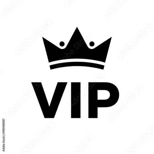 Vip Crown Icon with Lettering