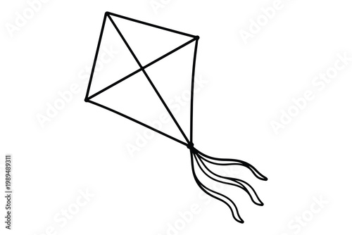 Creative kite one line drawing isolated vector art