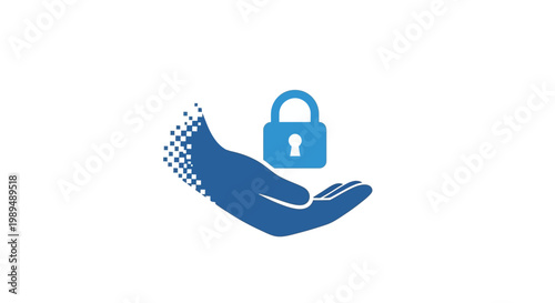Hand Holding Security Lock Protection.