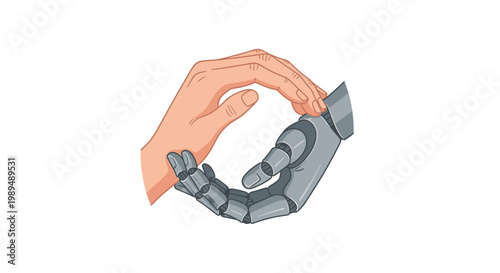 Hand holding robotic finger prosthetic device.