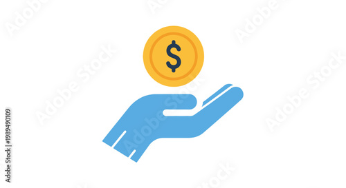 Hand holding dollar coin currency.