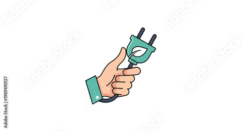 Hand Holding Electric Plug Closeup.