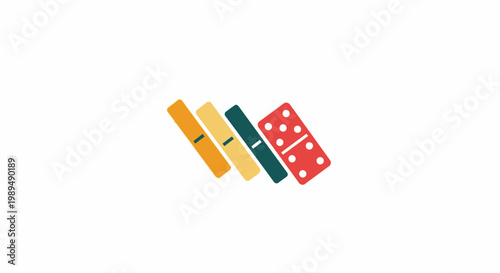 Colorful domino game pieces falling.