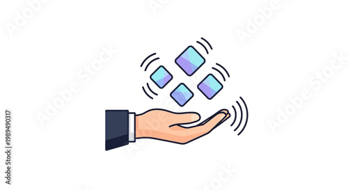 Hand holding mobile smart phone devices.