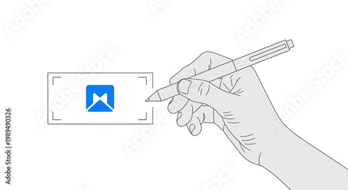 Hand holding pencil editing photo.