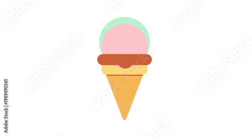 Colorful Ice Cream Cone Dessert.