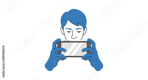 Man playing video games on phone.