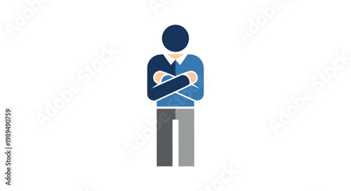 Person with arms crossed standing.