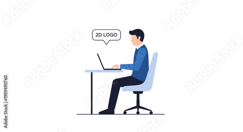 Man sitting at desk with laptop.