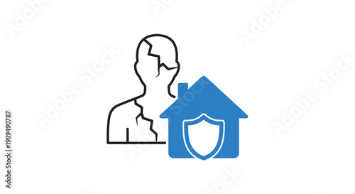 Person with house security shield icon.