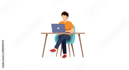 Man sitting at desk with laptop.