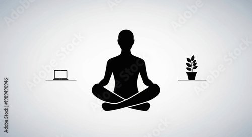 Man Sitting in Lotus Position Meditating.