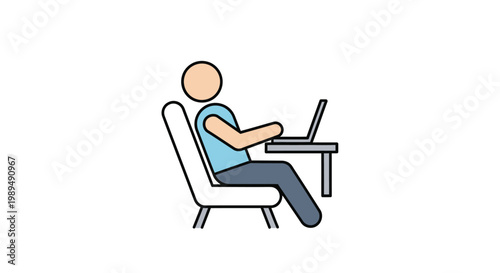 Man Sitting on Chair Using Laptop.