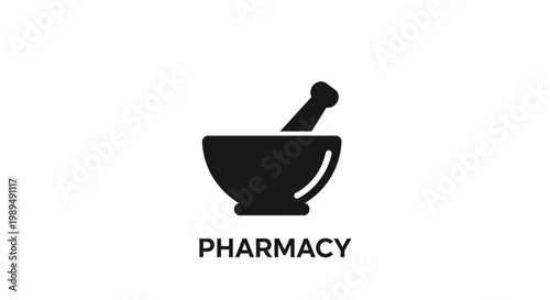 Pharmacy mortar and pestle icon.