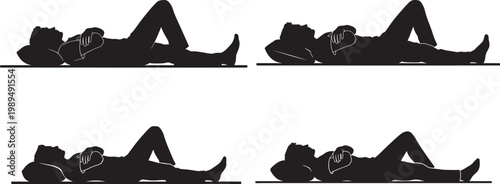 Silhouettes of people lying down depicting relaxation rest or sleep with stress relief mental health self care relaxing silhouette relaxation peaceful exhaustion recovery individual wellness