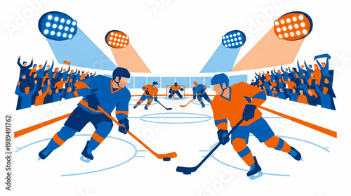 Two hockey players in action on the ice rink.