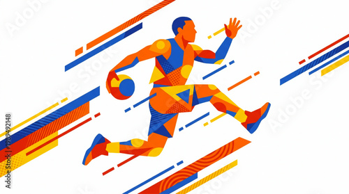 Dynamic Basketball Player in Mid-Air Action Pose.