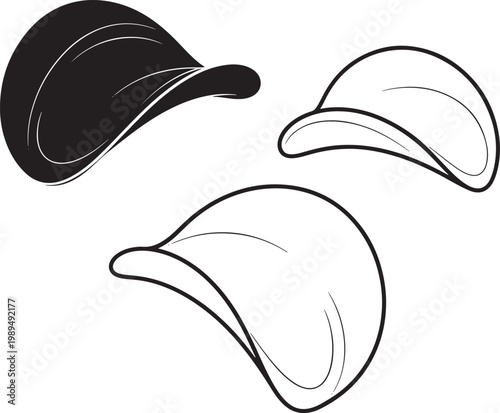 Potato chips silhouette on white background with junk food fast food potato products snack food potato crisps fried food delicious snacking appetizer silhouette isolated background