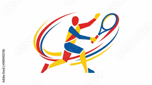 Dynamic Tennis Player Silhouette in Action.