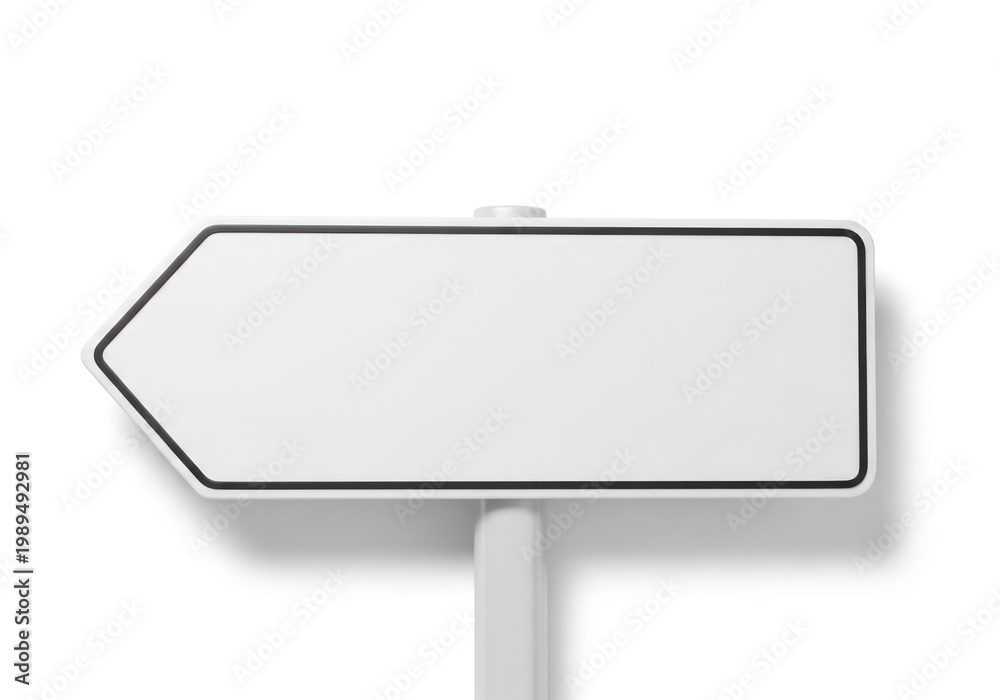 Fototapeta premium Isolated blank arrow shaped directional street sign with black border, perfect for wayfinding, navigation, information display
