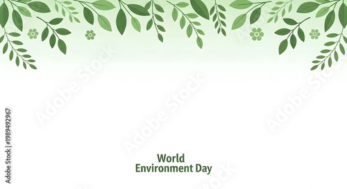 Celebrating world environment day with green leaves and sustainability symbols