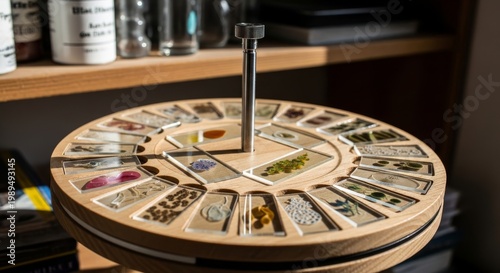 Microscope Slides Displayed in Wooden Holder