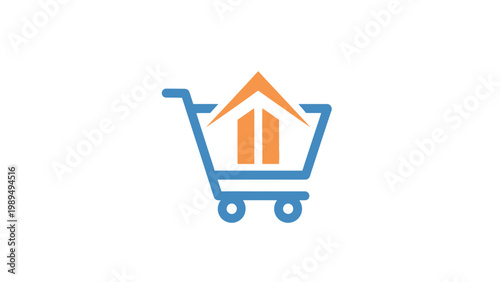 Shopping cart with house inside.