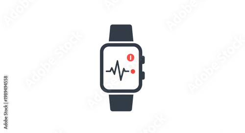 Smartwatch with Heartbeat Monitor Display.