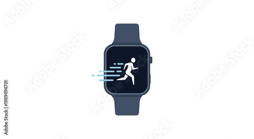 Smartwatch with running icon on screen.
