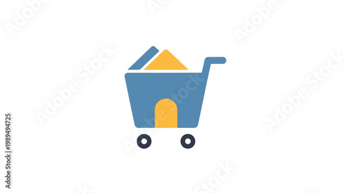 Shopping cart with yellow product.