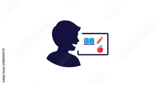Silhouette of a person with speech bubble.