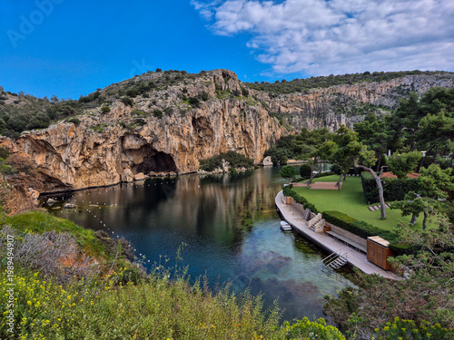 Photos A beautiful view of Lake Vouliagmeni on the Vouliagmeni coast on the Saronic Gulf in Greece