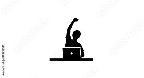 Silhouette of Person Using Laptop Computer.