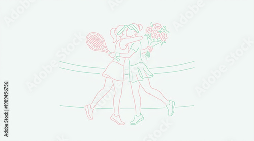 Two cheerleaders in action with pom-poms.