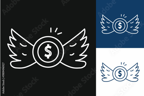 Angel Investor and Financial Freedom Minimalist Vector Icon SetAdobe Illustrator Artwork