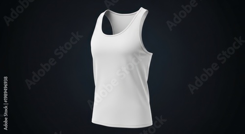 Isolated plain white tank top mockup for clothing design, blank apparel template, sportswear fashion, summer clothing