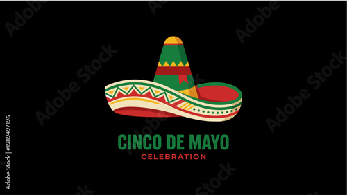 Cinco de Mayo Celebration Hat and Festive Decoration on a Dark Background