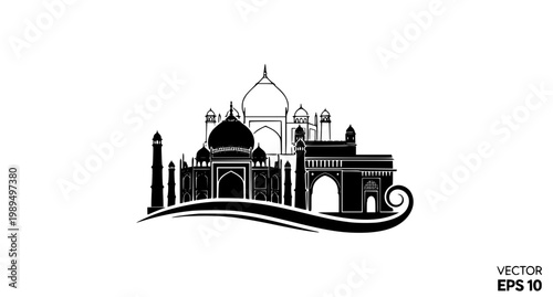 India Logo Vector Illustration Isolated Indian Architecture