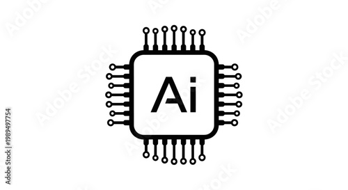 Artificial intelligence symbol with microchip.