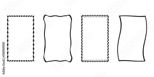 A set of thin black rectangular decorative frames.  Linear decorative banners on a white background. 