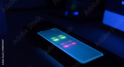 Glowing DNA Bands on Electrophoresis Gel