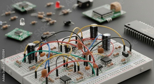 Intricate Electronic Circuitry on a Breadboard