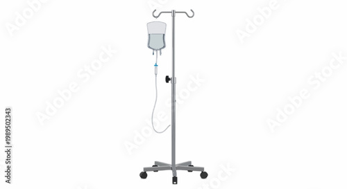 IV Drip Infusion Stand Isolated on White Background Medical Treatment Concept