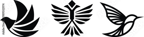 Set of modern minimalist bird logo designs for corporate identity