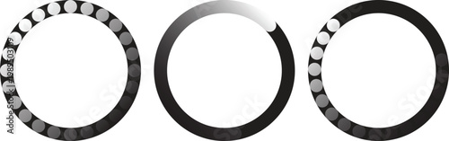 Gradient Circular Loading Rings Progress Indicator Set Isolated on Transparent Background
