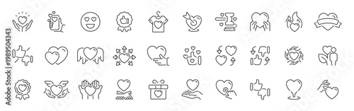 Love and heart outline icon set. editable stroke thin line icons featuring love symbols and heart concepts