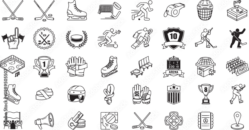 Fototapeta premium Collection of Multi-Sport and Outdoor Adventure Silhouette Icons for Athletic Lifestyle and Extreme Action Design