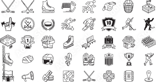 Photography Collection of Multi-Sport and Outdoor Adventure Silhouette Icons for Athletic Li